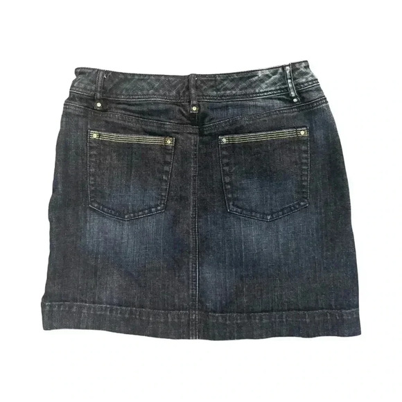 Women’s WHITE HOUSE BLACK MARKET Blanc Jean skirt with rhinestones Size 4 - Picture 2 of 4